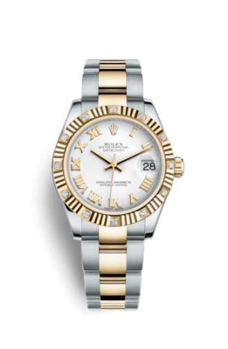 [178313-0061] Datejust 31 Rolesor Yellow Fluted Diamond / Oyster/ White Roman