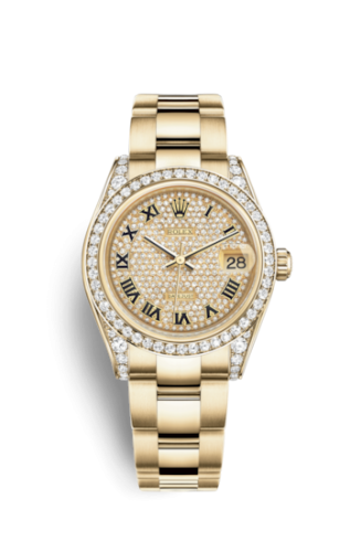 [178158-0084] Datejust 31 Yellow Gold Diamond / Oyster / Paved Roman