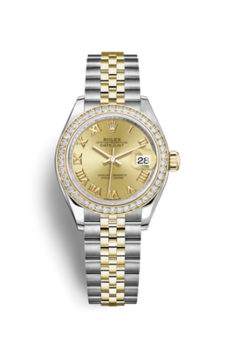 [279383rbr-0009] Lady-Datejust 28 Rolesor Yellow Diamond / Jubilee / Champagne Roman
