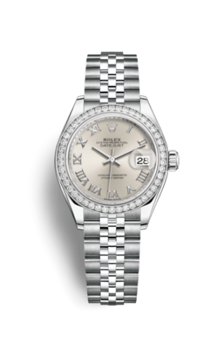 [279384rbr-0009] Lady-Datejust 28 Stainless Steel / Diamond / Silver - Roman / Jubilee