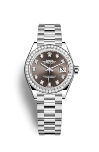 [279136rbr-0011] Lady-Datejust 28 Platinum Diamond / President / Grey Diamonds
