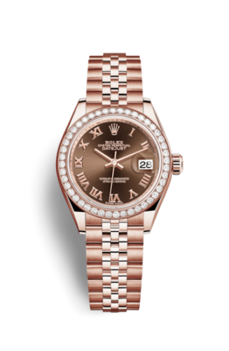 [279135rbr-0012] Lady-Datejust 28 Everose Diamond / Jubilee / Chocolate Roman