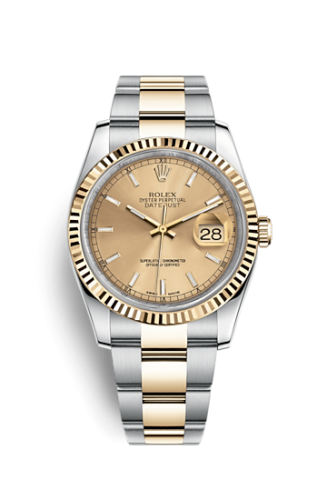 [116233-0172] Datejust 36 Rolesor Yellow Fluted / Oyster / Champagne