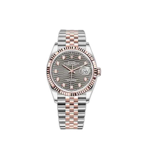 [126231-0041] Datejust 36 Stainless Steel / Everose / Fluted / Slate - Fluted - Diamond / Jubilee