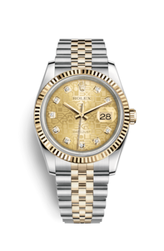 [116233-0155] Datejust 36 Rolesor Yellow Fluted / Jubilee / Champagne Computer