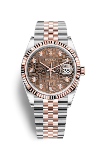 [126231-0025] Datejust 36 Stainless Steel / Everose / Fluted / Chocolate Computer / Jubilee
