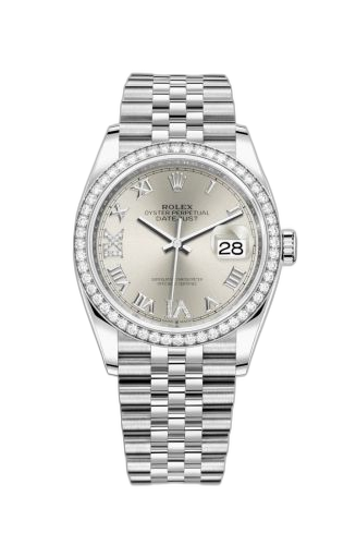 [126284RBR-0021] Datejust 36 Stainless Steel / Diamond / Silver Roman-Diamonds / Jubilee