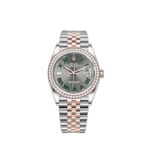 [126281RBR-0017] Datejust 36 Stainless Steel / Everose / Diamond / Slate - Roman / Jubilee