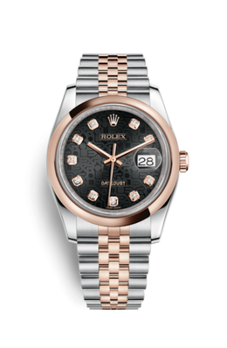 [116201-0068] Datejust 36 Rolesor Everose Domed / Jubilee / Black Computer