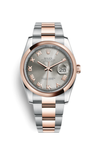 [116201-0090] Datejust 36 Rolesor Everose Domed / Oyster / Steel Roman