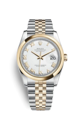 [116203-0144] Datejust 36 Rolesor Yellow Domed / Jubilee / White Roman