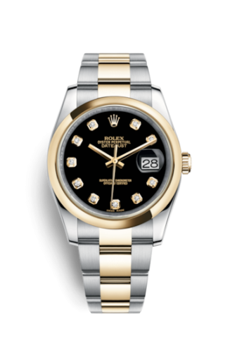[116203-0133] Datejust 36 Rolesor Yellow Domed / Oyster / Black Diamond