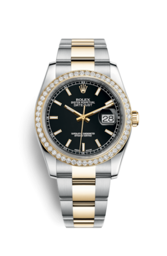 [116243-0049] Datejust 36 Rolesor Yellow Diamond / Oyster / Black