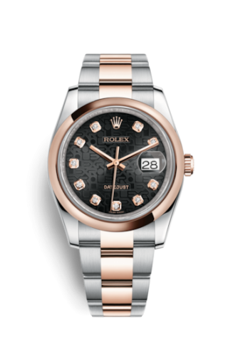 [116201-0085] Datejust 36 Rolesor Everose Domed / Oyster / Black Computer