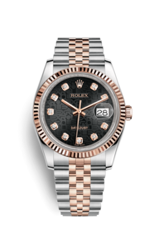 [116231-0101] Datejust 36 Rolesor Everose Fluted / Jubilee / Black Computer