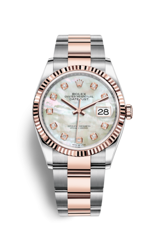 [126231-0022] Datejust 36 Stainless Steel / Everose / Fluted / MOP Diamond / Oyster