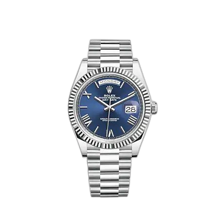 [228236-0007] Day-Date 40 Platinum - Fluted / Blue - Roman