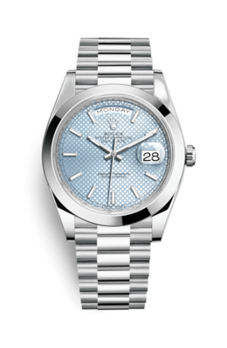 [228206-0004] Day-Date 40 Platinum / Ice Blue Diagonal Motif