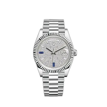 [228236-0009 (aka: M228236-0009)] Day-Date 40 Platinum - Fluted / Paved