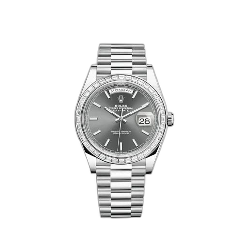 [228396TBR-0031] Day-Date 40 Platinum - Baguette / Grey