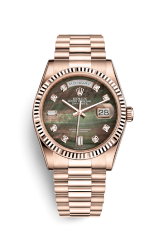 [118235f-0007] Day-Date 36 Everose Fluted / President / Tahitian MOP