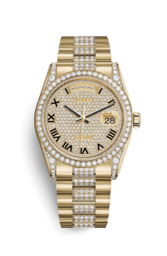 [118388-0025] Day-Date 36 Yellow Gold Diamonds / President Diamonds / Paved