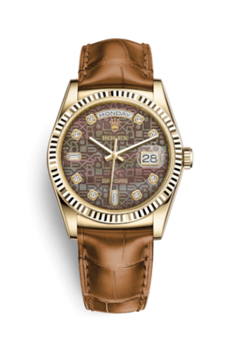 [118138-0018] Day-Date 36 Yellow Gold / Strap / Black Computer Diamonds