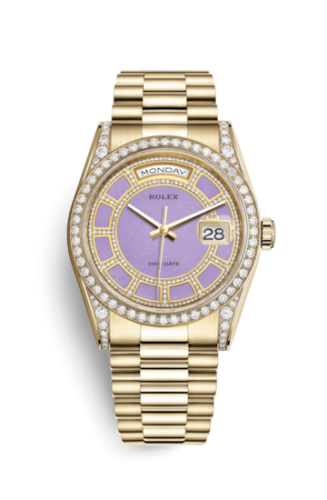 [118388-0161] Day-Date 36 Yellow Gold Diamonds / President / Lavender Jade Carousel