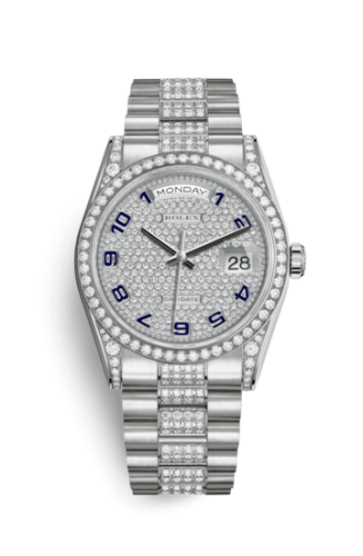 [118389-0020] Day-Date 36 White Gold Diamonds / President Diamond / Paved