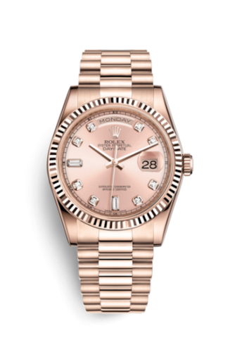 [118235f-0029] Day-Date 36 Everose Fluted / President / Pink Diamonds