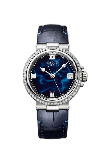 [9518ST/E2/984/D000] Marine Dame 9518 Stainless Steel - Diamond / Blue / Alligator