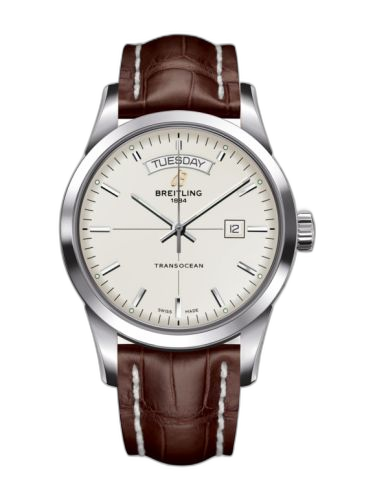 [A4531012/G751/739P/A20BA.1] Transocean Day & Date Stainless Steel / Silver / Croco / Pin