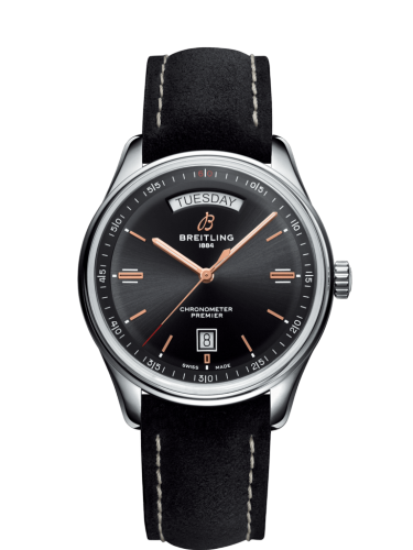 [A45340241B1X2] Premier Automatic Day & Date 40 Stainless Steel / Black / Nubuck Black / Folding