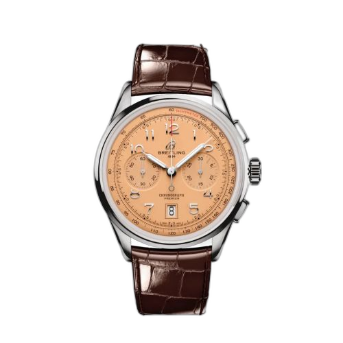 [AB0145331K1P1] Premier B01 Chronograph 42 Stainless Steel / Pink / Alligator