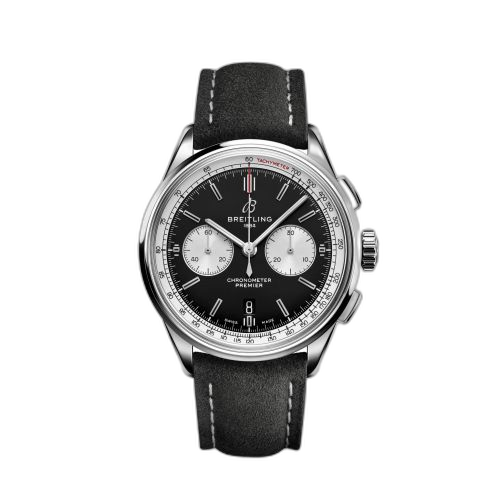 [AB0118371B1X2] Premier B01 Chronograph 42 Stainless Steel / Black / Nubuck / Pin