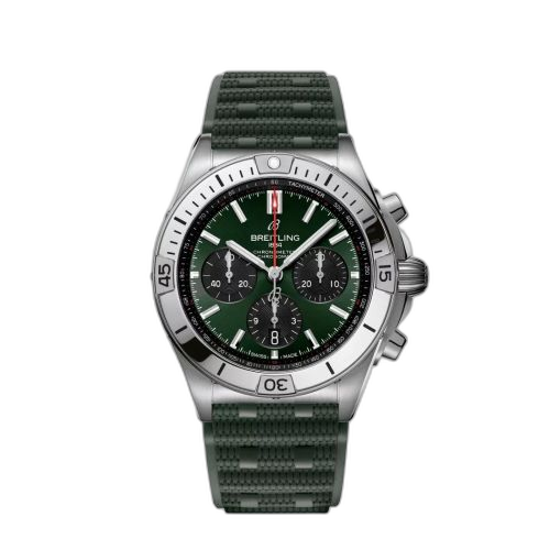 [AB0134101L2S1] Chronomat B01 42 Stainless Steel / Green / Rubber