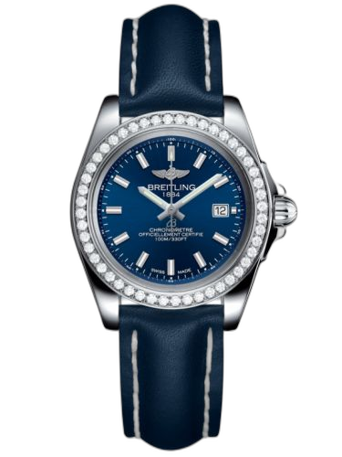 [A7133053/C951/116X/A14BA.1] Galactic 32 Sleek Edition Stainless Steel / Diamond / Horizon Blue / Calf