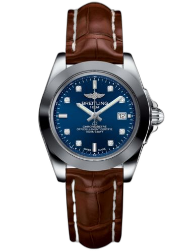 [W7133012/C966/778P/A14BA.1] Galactic 32 Sleek Edition Stainless Steel / Horizon Blue Diamond / Croco