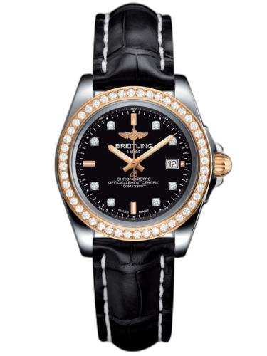 [C7133053/BF64/777P/A14BA.1] Galactic 32 Sleek Edition Stainless Steel / Rose Gold / Diamond / Trophy Black Diamond / Croco