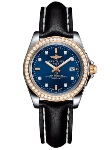 [C7133053/C967/408X/A14BA.1] Galactic 32 Sleek Edition Stainless Steel / Rose Gold / Diamond / Horizon Blue Diamond / Calf