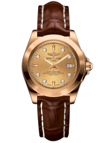 [H7133012.H550.778P] Galactic 32 Sleek Edition Rose Gold / Golden Sun Diamond / Croco