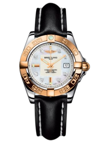 [C71356L2.A712.408X] Galactic 32 Stainless Steel / Rose Gold / Pearl Diamond / Calf