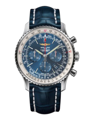 [AB012721/C889/746P/A20BA.1] Navitimer 01 46 Stainless Steel / Aurora Blue / Croco / Pn