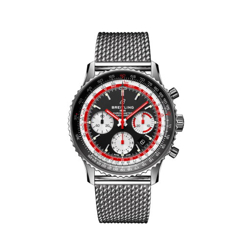 [AB01211B1B1A1 (aka: SwissAir)] Navitimer 1 B01 Chronograph 43 Stainless Steel / Airline Editions SwissAir / Mesh