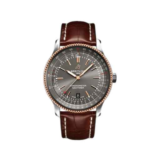 [U17326121M1P1] Navitimer Automatic 41 Automatic Stainless Steel / Rose Gold / Grey / Croco - Pin