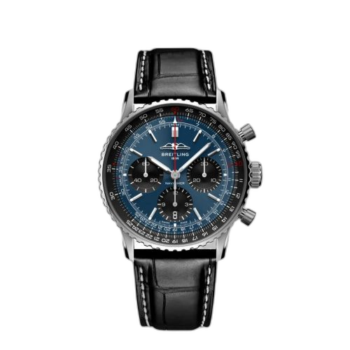 [AB0139241C1P1] Navitimer B01 Chronograph 41 Stainless Steel / Blue / Alligator - Folding