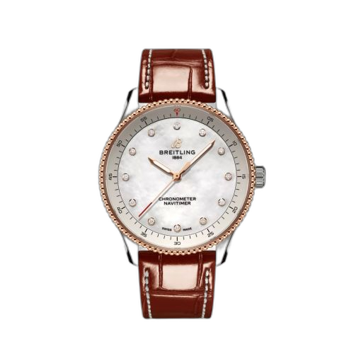 [U77320E61A1P1] Navitimer Quartz 32 Stainless Steel - Red Gold / MOP / Croco / Pin