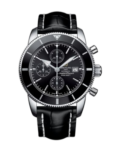 [A1331212/BF78/760P/A20BA.1] Superocean Heritage II 46 Chronograph Stainless Steel / Black / Black / Croco / Pin
