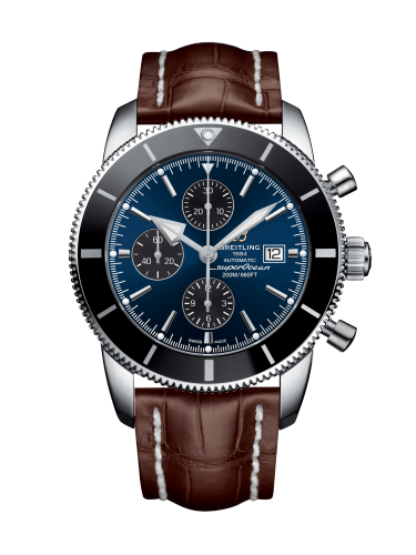 [A1331212/C968/756P/A20BA.1] Superocean Heritage II 46 Chronograph Stainless Steel / Black / Blue / Croco / Pin