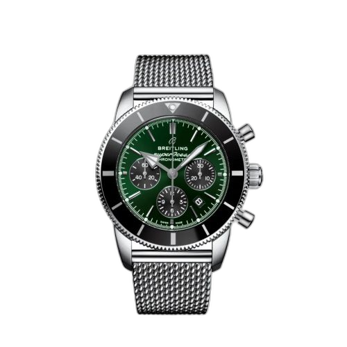 [AB01621A1L1A1] Superocean Heritage II B01 Chronograph 44 Stainless Steel / Green / Mesh
